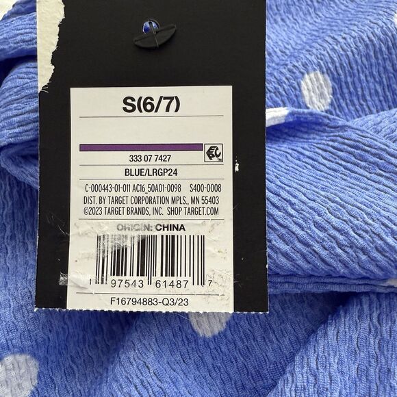 Art Class Girls Blue Polka Dot Textured Woven Long Sleeve Dress Size S 6/7 NEW! - Picture 10 of 10